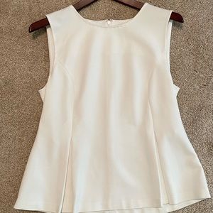 DVF White sleeveless peplum top
